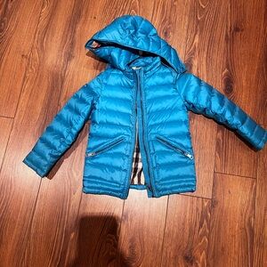 Burberry Bright Teal Kids Hooded Puffer Jacket
